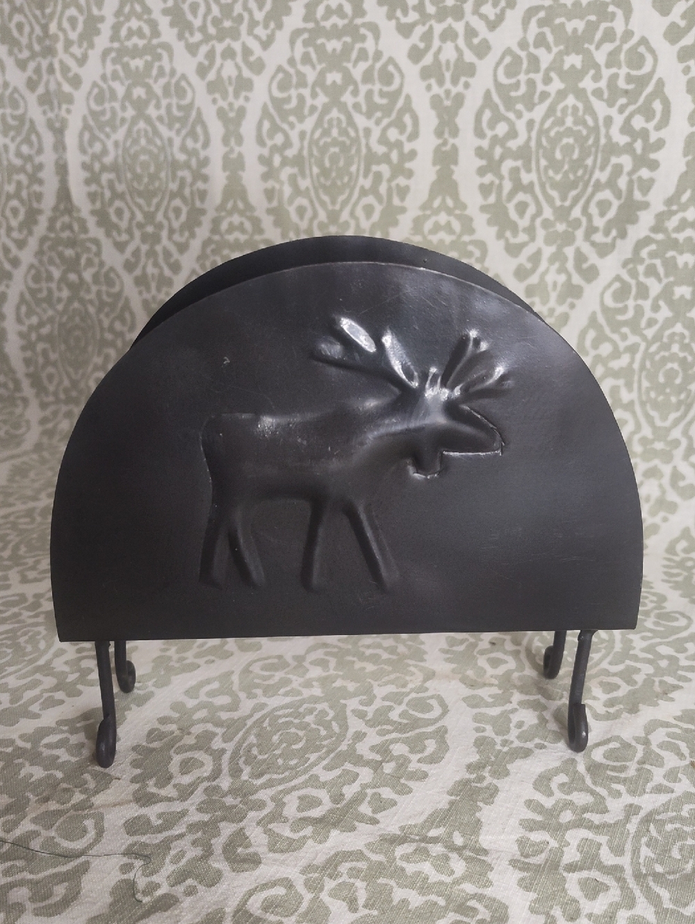 Black Metal Raised Moose Napkin Holder